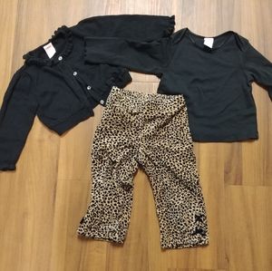 Gymboree black leopard sweater pants tee